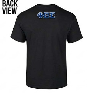 T-shirts noirs avec broderie de lettres Phi Beta Sigma, col rond, en coton, manches courtes, t-shirts décontractés d'été en vente - Product Image 2