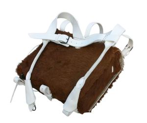 <b>Vintage</b> Cowhide Leather Hunting Backpack Crossbody Saddle Bag Reproduction Napoleonic <b>French</b> Cowhide Backpacks - Product Image 5