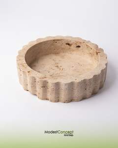 Cuenco Cuadrado de Piedra de Travertino, Diseño Minimalista, Piedra Natural Beige, Pieza Decorativa Elegante y con Estilo para el Hogar o la Oficina - Product Image 4