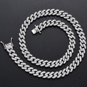 Cadena Cubana de Moissanita con Incrustaciones de Diamantes de Calidad de Exportación para Hombres y Mujeres, Joyería de Moda para Fiestas, Regalo Disponible para la Venta - Product Image 2