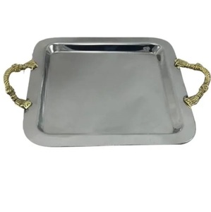 Handmade Enamel Metal Serving Tray Rounded Restaurant Hotel Tray With Modern Style for Wedding Decorations Supplied by India - Product Image 5