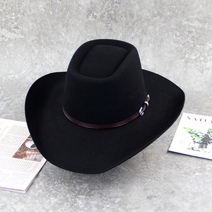 Unisex Black Leather Striped Cowboy <b>Hat</b> with Brown Leather <b>Band</b> Casual Beach Style Adult Four Seasons Fit 2026 - Product Image 4