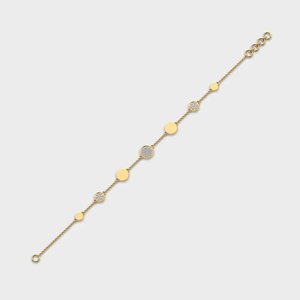 Pulsera Minimalista de Cadena Chapada en Oro con Discos con Incrustaciones de Diamantes, Diseño Geométrico, Joyería Unisex para Uso Diario - Product Image 3