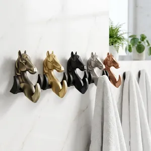 KELLTON Porte-clés mural multifonction moderne en zinc en forme de tête de cheval, support décoratif, crochets pour clés, organisateur, décoration intérieure - Product Image 1