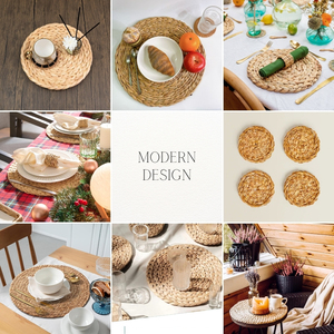 Sous-plat rond élégant en jacinthe d'eau tressée à la main, résistant à la chaleur, pour la décoration de cuisine - Product Image 5