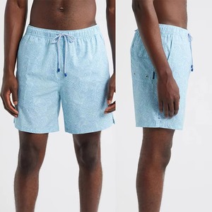Shorts de bain bleu clair pour hommes, séchage rapide, pour la plage, shorts de surf, vente en gros OEM, maillots de bain tendance - Product Image 2