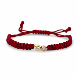 Bracelet en macramé en or 14 carats marron avec diamants CVD cultivés en laboratoire F VVS VS, design double pierre, cordon tressé réglable, plaqué rhodium - Product Image 2