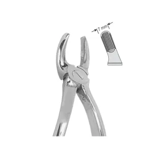 Pinzas de Extracción Dental Blink Surgident BSD-345 de 7 mm con Empuñadura Moleteada Plateada, Instrumento Quirúrgico Manual con Certificación CE Clase I - Product Image 1