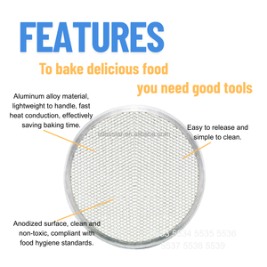 ถาดพิซซ่าไร้รอยต่อขนาด8นิ้วถาดพิซซ่าอลูมิเนียมไร้รอยต่อพร้อมรูตาข่ายพิซซ่า - Product Image 3