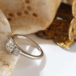 IGI/GIA Lab Grown Princess Cut Diamond Vintage 14K oro blanco boda/aniversario anillo Unisex para fiesta de compromiso anillos finos - Product Image 2