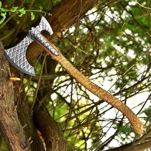 High Quality Hand Forged Premium Double Headed Tomahawk Hatchet Industrial Grade High Carbon Steel Camping Survival Wood <b>Handle</b> - Product Image 1