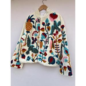 Velvet Suzani Short <b>Jacket</b> Embroidered Winter Festival Coat Handmade Tribal Bohemian Button Closure 100% Cotton Reversible - Product Image 6