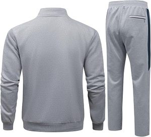 <b>Men's</b> Dark Green 2 1 Printed Tracksuit Full Zip <b>Jacket</b> Matching Pants Solid Color Sporty Casual Winter Quick Dry Polyester - Product Image 4