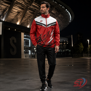 Custom <b>Half</b> <b>Zip</b> Windbreaker <b>Jacket</b> Geometric Teamwear Outerwear Custom Logo OEM ODM Supplier - Product Image 5