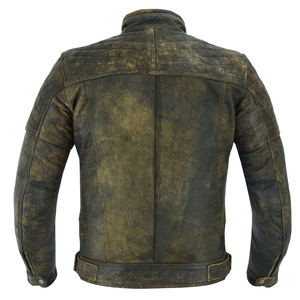 Chaqueta de cuero para hombre, estilo urbano, lavada, a la moda, para primavera y otoño, corte ajustado, color liso, fina, con cuello alto. - Product Image 2
