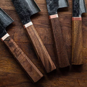 Handmade Carbon Steel 4-Piece Kitchen <b>Knife</b> Set Pure Leather Sheath Eco-Friendly Including Chef Cleaver <b>Bread</b> Steak Fruit <b>Knives</b> - Product Image 5