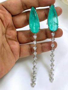 Adorables Pendientes Largos de Plata de Ley con Circonitas, Elegantes y Modernos, para Mujer, Ideales para Fiestas y Eventos Nocturnos, Colección de Moda - Product Image 2