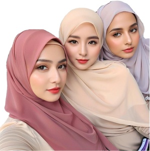 Solid Color Satin Hijab Scarf <b>Shawl</b> for Women Long <b>Wrap</b> Headscarf Office Daily Wear - Product Image 3