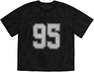 Camiseta de Fútbol de Malla Negra para Hombre, Número 95, Cuello Redondo, Manga Corta, Transpirable, Ropa de Fútbol Americano, Corte Regular - Product Image 1