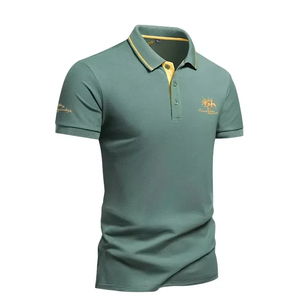 เสื้อเชิ้ตแขนสั้นสีขาวสำหรับผู้ชาย ปกคอปกติ ติดกระดุม ปักโลโก้ ทรงปกติ ใส่สบายในฤดูร้อน ระบายอากาศได้ดี ผ้าฝ้าย 100% - Product Image 4