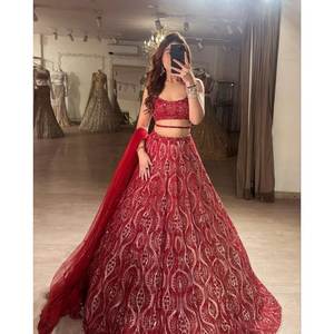 Designer Tendance Plus Beau Fil Broderie Lehenga Choli Taille 2XL - Product Image 1