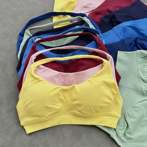 Conjuntos Deportivos Personalizados al por Mayor, sin Costuras, para Fitness, Running y Entrenamiento, de Color Sólido, Alta Elasticidad, Secado Rápido, Transpirables, con Cuello Halter y Top Corto - Product Image 5
