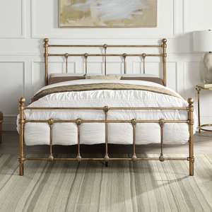 Elegant <b>Royal</b> Brass <b>Bed</b> Frame Featuring Smooth Finish Solid Structure And Artistic Bedroom Furniture Detailing - Product Image 2