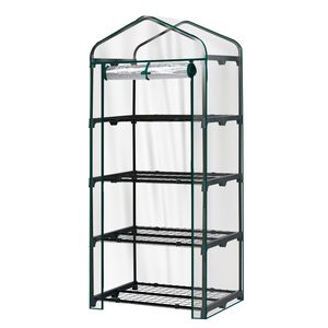 Mini serra a 4 livelli con copertura in PVC, porta avvolgibile con cerniera e design impermeabile per giardini interni (27" x 19") - Product Image 1