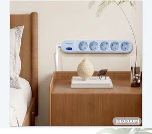 Safety Shutter Home Factory Supplier FR-PP Material 16A Europe Type Office VEGA-105W 5 Outlets 2m <b>Extension</b> Wires <b>Socket</b> - Product Image 6