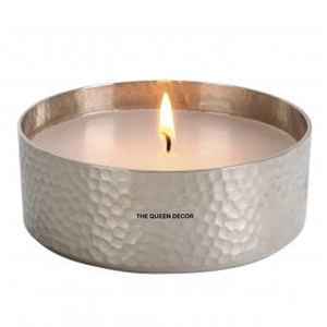 Vela Aromática de Lujo con 3 Mechas, en Cuenco Plateado Martillado, Moderno y Elegante, para Decoración del Hogar, Regalo Spa - Product Image 1