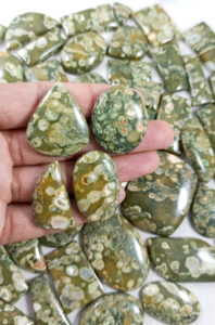 Cabochon en jaspe rhylite naturel à motif unique, pierre précieuse en vrac, lot en gros pour la fabrication de bijoux - Product Image 2