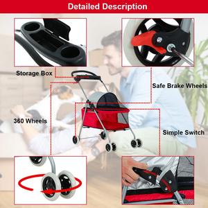 Poussette pour animaux de compagnie pliante extérieure TH-PPS-222 avec ventilation en maille et auvent réglable Idéal pour les voyages à l'extérieur Logo personnalisé - Product Image 5