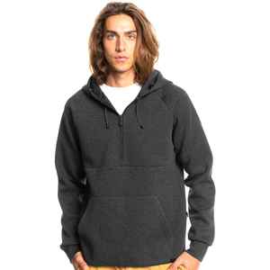 Sudadera con capucha y media cremallera para hombre, gris oscuro, corte regular, algodón French Terry, informal, con bolsillo frontal, para otoño - Product Image 1