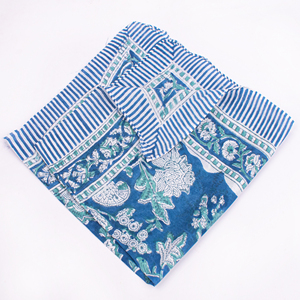 Cotton Bandana Floral Print Square Scarf Bandana Breathable Lightweight Summer <b>Head</b> <b>Wrap</b> Unisex Boho Style Indigo Blue Mulmul - Product Image 6