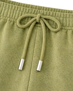 กางเกงวอร์มขายาวสีเขียวเซจแบบมีกระเป๋าซิป เอวยางยืด ผ้าฟลีซ สไตล์ลำลอง สตรีทแวร์ สำหรับผู้หญิง เหมาะสำหรับฤดูหนาว - Product Image 4