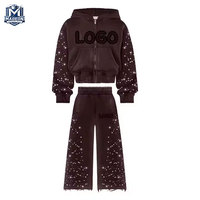 Survêtements décontractés à strass très tendance, manches longues, couleur unie, différents modèles