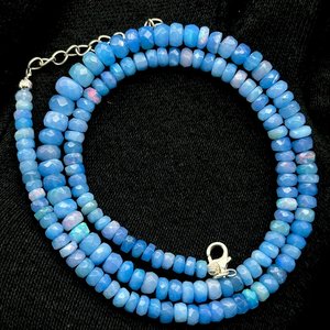 สร้อยคอโอปอลไฟเอธิโอเปียสีลาเวนเดอร์ธรรมชาติทรงรอนเดลล์เจียระไน ขนาด 4-6 มม. ประดับด้วยลูกปัดอัญมณี สร้อยคอแฟชั่นสำหรับผู้หญิง - Product Image 3