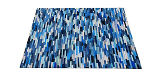 Tapis rectangulaire moderne abstrait bleu en polyester tufté résistant aux taches pour salon - Product Image 2