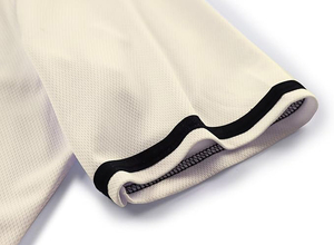 Maillot de baseball classique à base de crème avec bordure noire, en maille polyester vierge, pour le sport, vente en gros, haut de gamme - Product Image 5