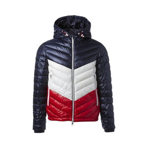 Blouson matelassé à capuche pour homme, color-block, rembourré de duvet, en nylon, fermeture éclair, coupe-vent, décontracté, vêtement d'extérieur pour l'hiver - Product Image 1