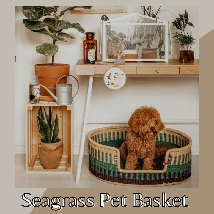 Pet Dog Basket Seagrass Sleeping Beds For Dogs Pets Mat With Mattress