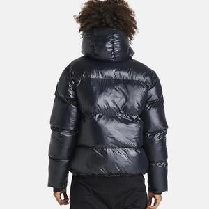 Veste matelassée brillante pour homme en gros |   Manteau d'hiver matelassé chaud à capuche, fournisseur de vêtements personnalisés en gros - Product Image 3