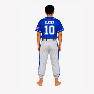 Conjunto de Camiseta de Béisbol Personalizada para Hombre, Azul y Blanco, Manga Corta, Absorbe la Humedad, Corte Regular, para Todas las Temporadas - Product Image 5