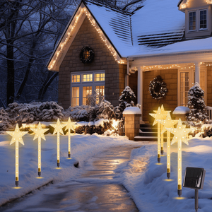 Christmas <b>Star</b> Solar Pathway <b>Lights</b> 8 Modes Waterproof Outdoor Decor Perfect Romantic Holiday Ambiance Gift for Fa - Product Image 3