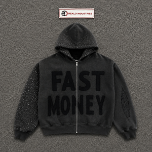 เสื้อฮู้ดดี้ปักลายเงินสีแดงแบบขายส่ง สไตล์สตรีทโอเวอร์ไซส์ ทรงหลวม ใส่สบาย ผ้าคอตตอนพรีเมียม 100% เนื้อหนา - Product Image 5