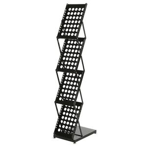 Moderno # # # # Pieghevole # # # # Portariviste in Metallo a 4 Ripiani # # # # Nero # # # # Uso in Ufficio e Supermercato" - Product Image 1