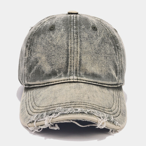 <b>Distressed</b> Denim Baseball Hats Washed Jeans Hat High Quality Custom Embroidery Adjustable Denim Dad Hats - Product Image 1