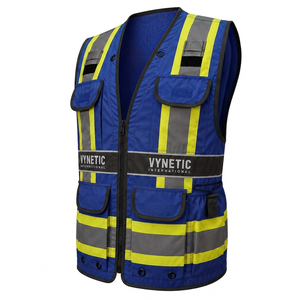 Gilet de sécurité réfléchissant haute visibilité OEM, logo personnalisé, multi-poches, en maille, robuste, classe 2 ANSI, veste de travail avec fermeture éclair - Product Image 1