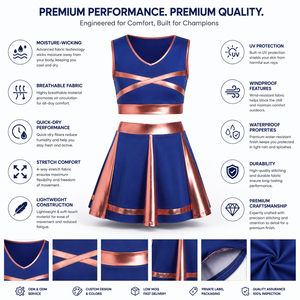 Nouveautés tendance Uniformes de cheerleading pour femmes de haute qualité Couleur personnalisée Impression par transfert thermique Respirant Confortable - Product Image 5