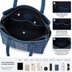 Nuevo Bolso de Hombro de Mezclilla Estilo Coreano Retro para Mujer, de Gran Capacidad, con Diseño de Organizador con Múltiples Bolsillos, Nuevo Bolso Tote de Mezclilla - Product Image 6